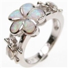 Silver Ring with Inlay Created Opal