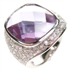 Silver Ring with White and Lavender CZ