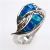 Silver Ring w/ Inlay Created Opal