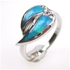 Silver Ring w/ Inlay Created Opal