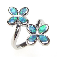 Silver Ring with Inlay Created Opal