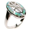 Silver Ring (Rhodium Plated) w/ Inlay Created Opal