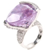 Silver Ring with White and Lavender CZ