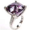 Silver Ring with White and Amethyst CZ