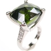 Silver Ring with Dark Peridot CZ