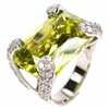 Silver Ring with White and Light Olive CZ