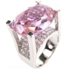Silver Ring with White and Pink CZ
