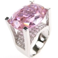 Silver Ring with White and Pink CZ