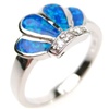 Silver Ring (Rhodium Plated) w/ Inlay Created Opal & White CZ