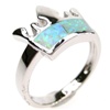 Silver Ring (Rhodium Plated) w/ Inlay Created Opal