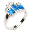 Silver Ring with Inlay Created Opal & White CZ