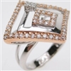 Silver Ring (Rhodium & Rose Gold Plated) w/ White CZ