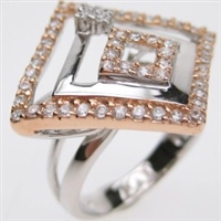 Silver Ring (Rhodium & Rose Gold Plated) w/ White CZ