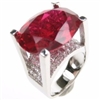 Silver Ring with White and Ruby CZ