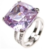 Silver Ring with White and Lavender CZ