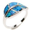 Silver Ring (Rhodium Plated) w/ Inlay Created Opal