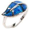 Silver Ring (Rhodium Plated) w/ Inlay Created Opal