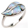 Silver Ring (Rhodium Plated) w/ Inlay Created Opal