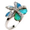 Silver Ring (Rhodium Plated) w/ Inlay Created Opal & White CZ