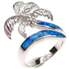 Silver Ring (Rhodium Plated) w/ Inlay Created Opal