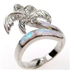Silver Ring (Rhodium Plated) w/ Inlay Created Opal