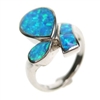 Silver Ring with Inlay Created Opal