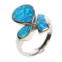 Silver Ring with Inlay Created Opal