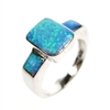 Silver Ring with Inlay Created Opal