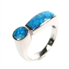 Silver Ring with Inlay Created Opal