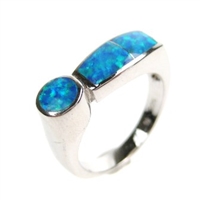 Silver Ring with Inlay Created Opal