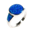 Silver Ring with Inlay Created Opal
