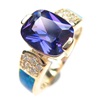 Silver Ring (Gold Plated) with Inlay Created Opal, White and Tanzanite CZ