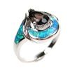 Silver Ring (Rhodium Plated) w/ Inlay Created Opal & Smoky Topaz CZ