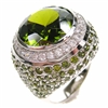 Silver Ring with Dark Peridot CZ