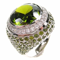 Silver Ring with Dark Peridot CZ