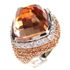 Silver Ring (Rose Gold Plated) with White & Champagne CZ