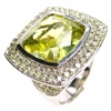 Silver Ring with White and Light Olive CZ