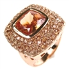 Silver Ring (Rose Gold Plated) with Champagne CZ