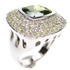 Silver Ring with Dark Peridot CZ