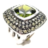 Silver Ring with Dark Peridot CZ