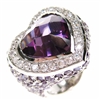 Silver Ring with White and Amethyst CZ