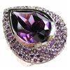 Silver Ring with White and Amethyst CZ
