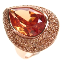 Silver Ring (Rose Gold Plated) with Champagne CZ