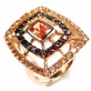 Silver Ring (Rose Gold Plated) w/ Champagne and smky Topaz CZ.