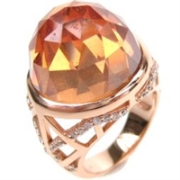 Silver Ring (Rose Gold Plated) with White & Champagne CZ