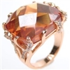 Silver Ring (Rose Gold Plated) with Champagne CZ