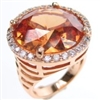 Silver Ring (Rose Gold Plated) with White & Champagne CZ