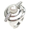 Silver Ring with White CZ and Syn. Pearl
