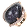Silver Ring (Rose Gold Plated) W/ Blue Gold Stone & White CZ