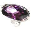 Silver Ring W/ Dark Purple And White CZ